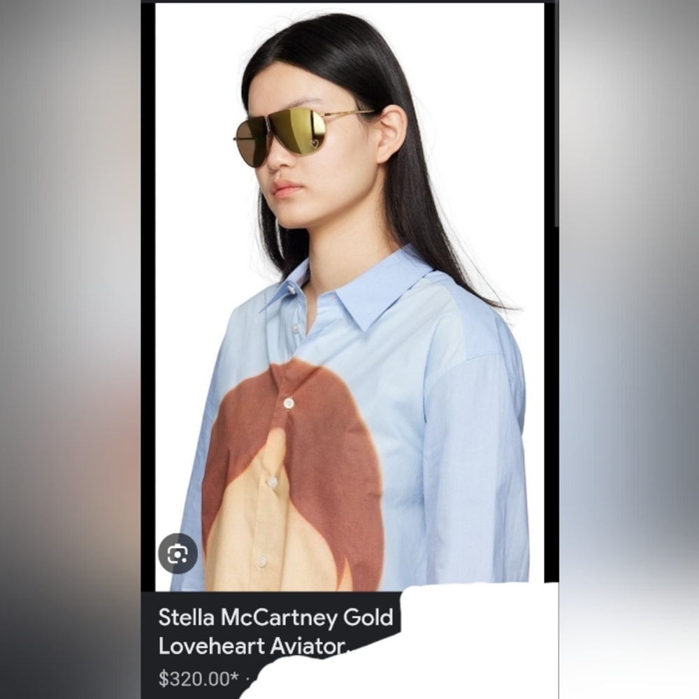 Stella McCartney Gorgeous Gold Metal & Mirrored Aviator Sunglass NWT - Picture 10 of 16